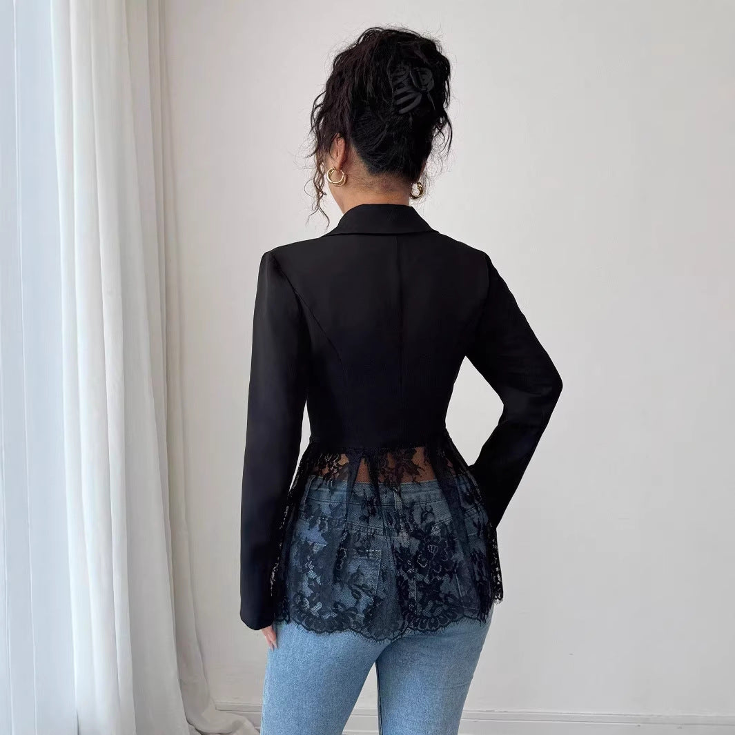 Women's Lace A-line Blazer Workwear Jacket Casual Everyday Wear Womenswear