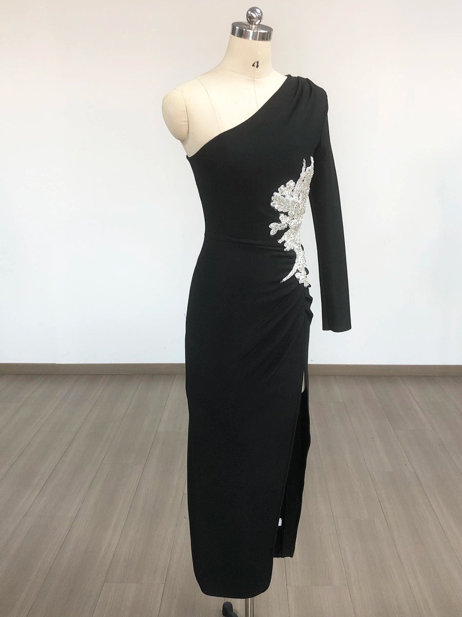 Women's Glitter Slim-Fit Maxi Party Evening Dress Formal Midi Dress for Black Tie Wedding Guest Cocktail Prom Date Night