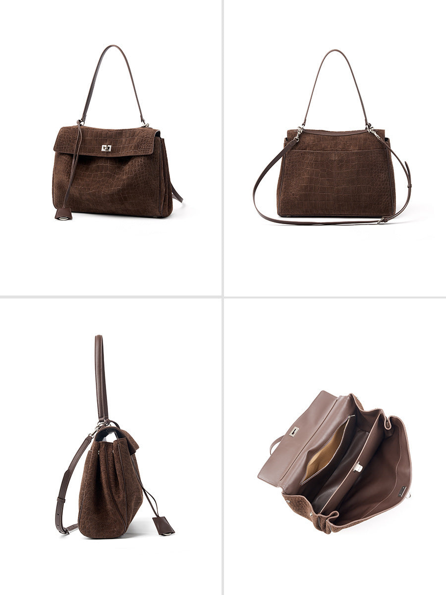 Women's Large-capacity Commute Office Workwear Retro Tote Bag Shoulder Crossbody Purse Premium Work and Travel School
