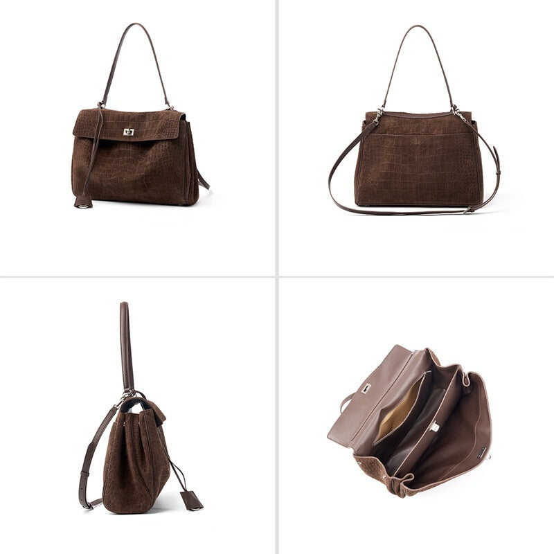Women's Large-capacity Commute Office Workwear Retro Tote Bag Shoulder Crossbody Purse Premium Work and Travel School