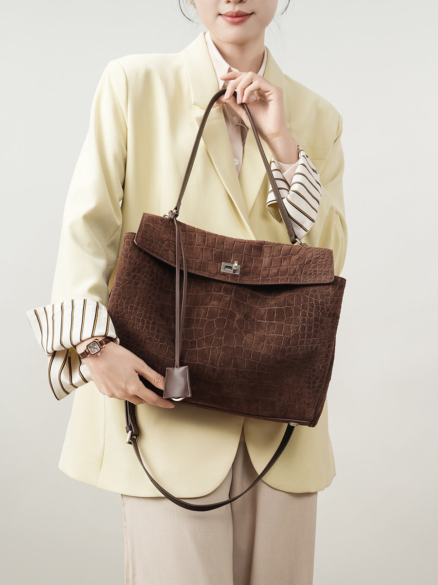 Women's Large-capacity Commute Office Workwear Retro Tote Bag Shoulder Crossbody Purse Premium Work and Travel School