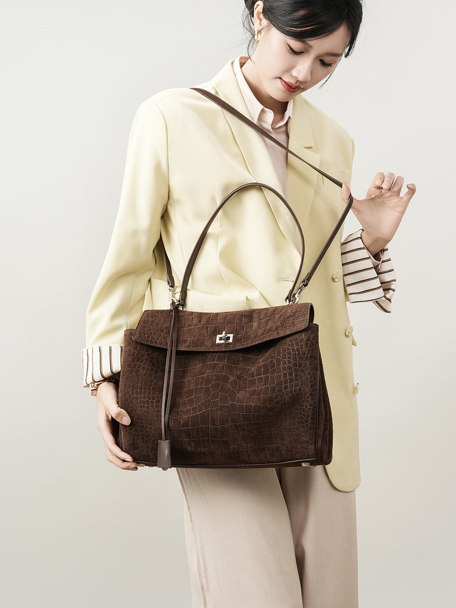 Women's Large-capacity Commute Office Workwear Retro Tote Bag Shoulder Crossbody Purse Premium Work and Travel School