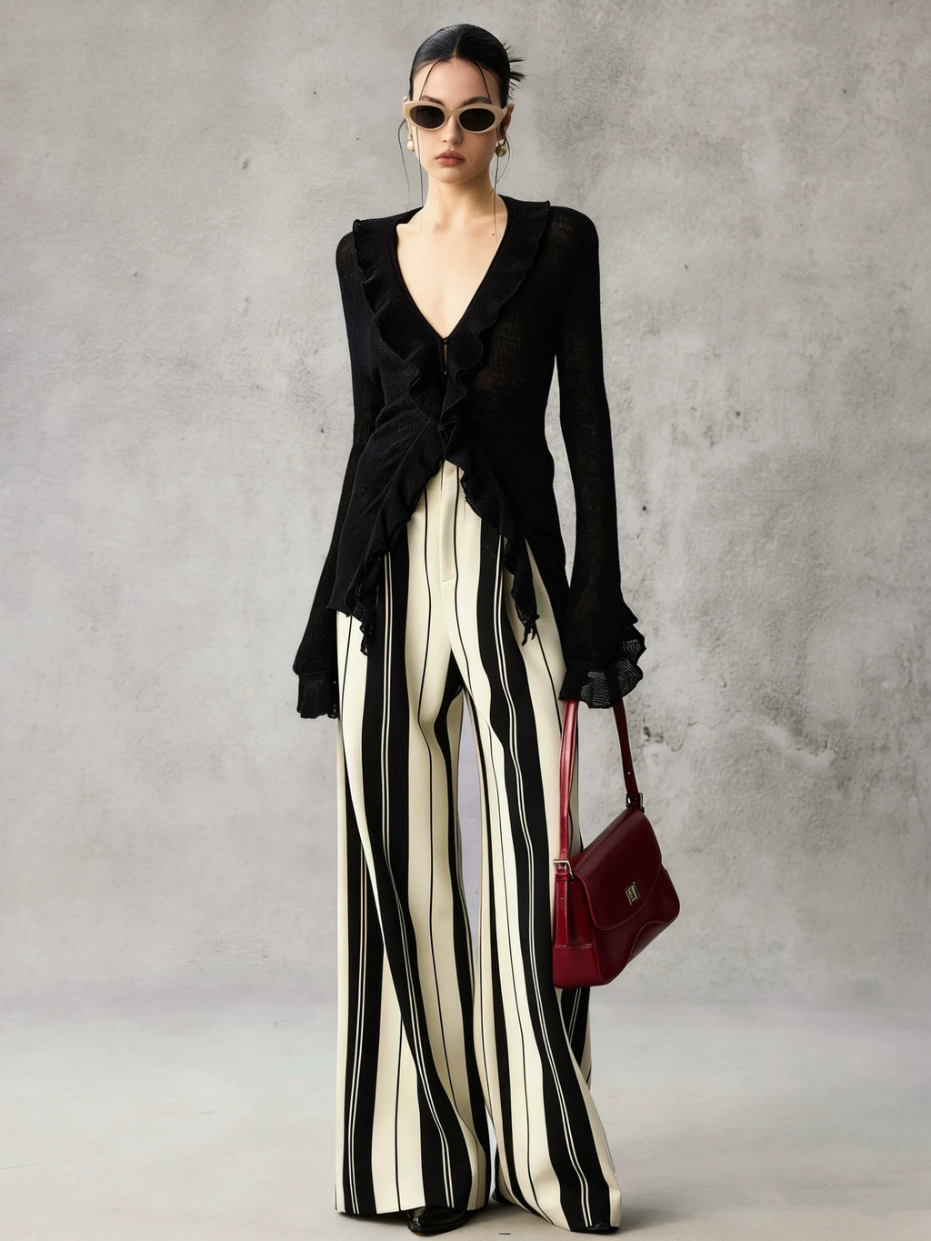 Women's Knit Striped High-Waist Oversized Casual Evening Gown Formal Party Dress for Black Tie Wedding Guest Cocktail Prom Date Night