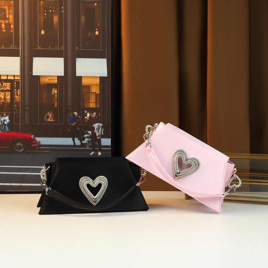 Women's Heart Crystal Korean-Style Boston Bag Hobo for Everyday Use Travel Work Wear Office School