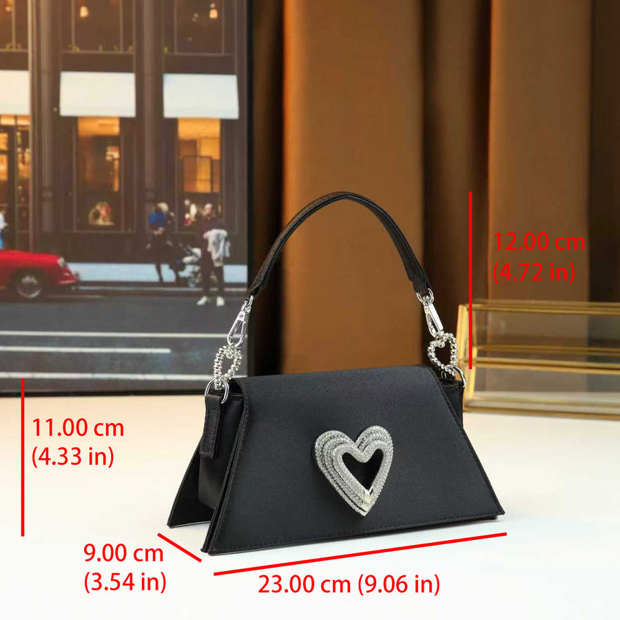 Women's Heart Crystal Korean-Style Boston Bag Hobo for Everyday Use Travel Work Wear Office School