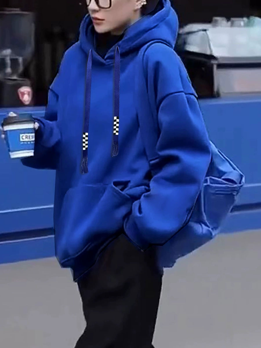 Women's Longline Fleece-Lined Plus Size Oversized Midi Hoodie Sweatshirt for Casual Streetwear Fall Travel and Weekend Everyday Date Night