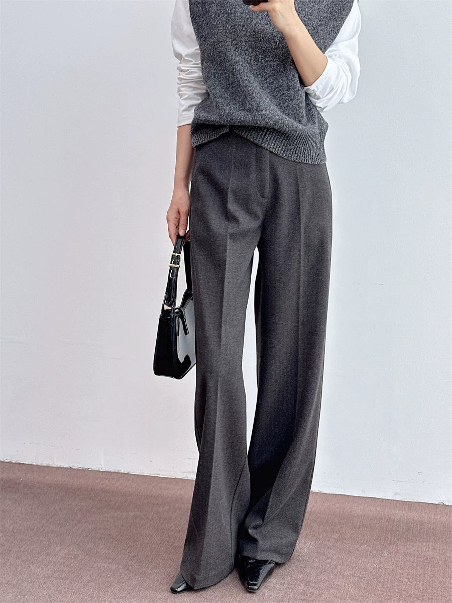 Women's Fall Winter Straight Grey Draped Workwear High-Waist Oversized Casual Coat for Cold Weather Travel Office Spring Holiday