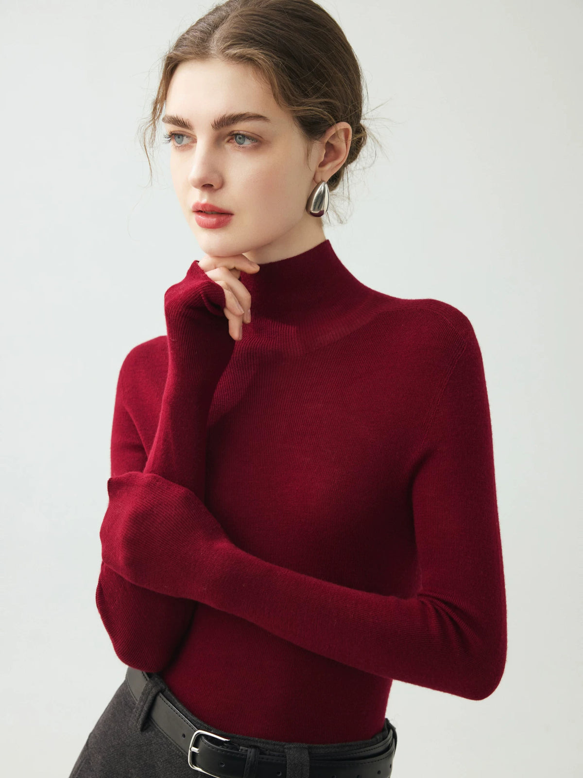 Women's Turtleneck Wool Slim-fit Long Sleeve Sweater Knit Pullover Top for Fall Winter Spring Travel Office Slimming Everyday Date Night