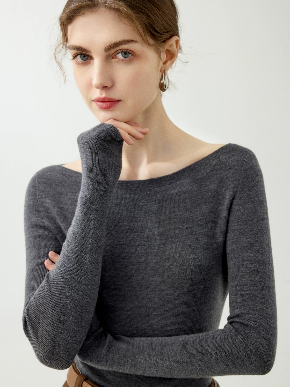 Women's Wool Slim-Fit Long Sleeve Sweater Knit Pullover Top for Fall Winter Spring Travel Office Everyday Date Night