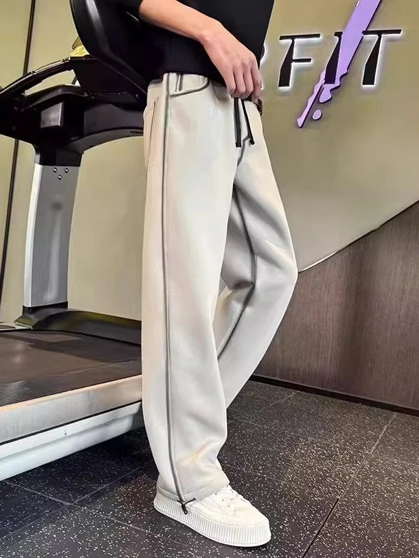 Men's Fall Winter Straight Workwear Retro Casual Wide-Leg Pants for Office Outfits Business Travel Comfort Weekend Everyday