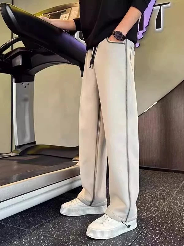 Men's Fall Winter Straight Workwear Retro Casual Wide-Leg Pants for Office Outfits Business Travel Comfort Weekend Everyday