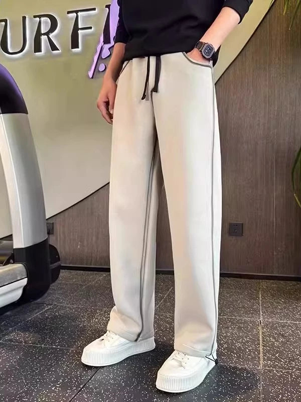 Men's Fall Winter Straight Workwear Retro Casual Wide-Leg Pants for Office Outfits Business Travel Comfort Weekend Everyday