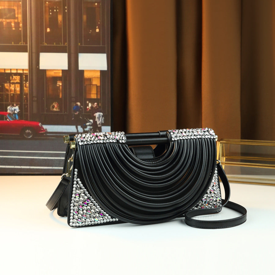 Women's Fall Winter Crystal Tweed-style Crossbody Bag for Travel and Sightseeing Everyday Casual Streetwear Premium Versatile Date Night Office