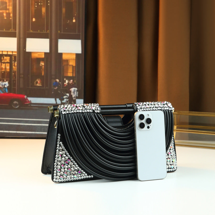 Women's Fall Winter Crystal Tweed-style Crossbody Bag for Travel and Sightseeing Everyday Casual Streetwear Premium Versatile Date Night Office
