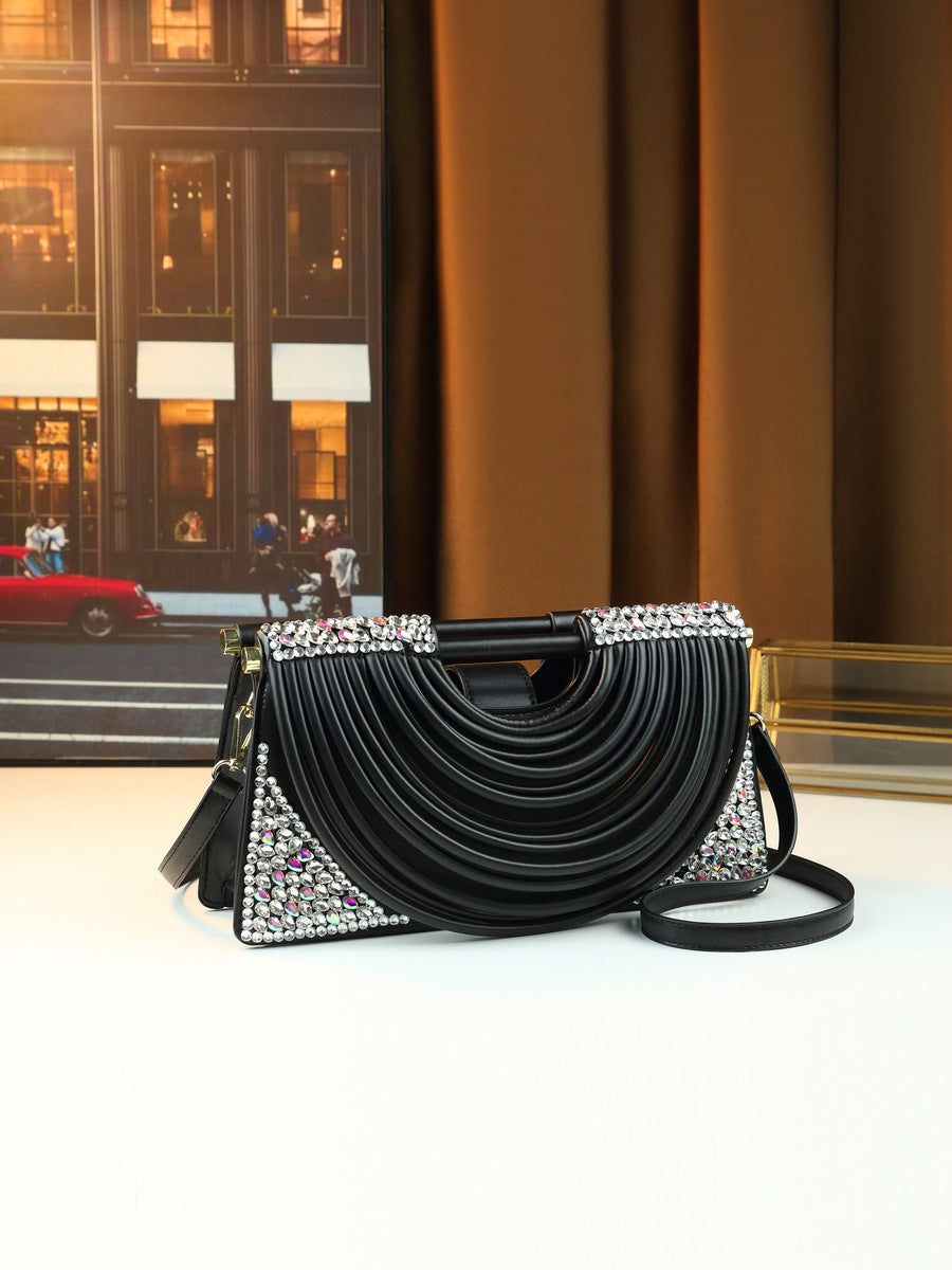 Women's Fall Winter Crystal Tweed-style Crossbody Bag for Travel and Sightseeing Everyday Casual Streetwear Premium Versatile Date Night Office