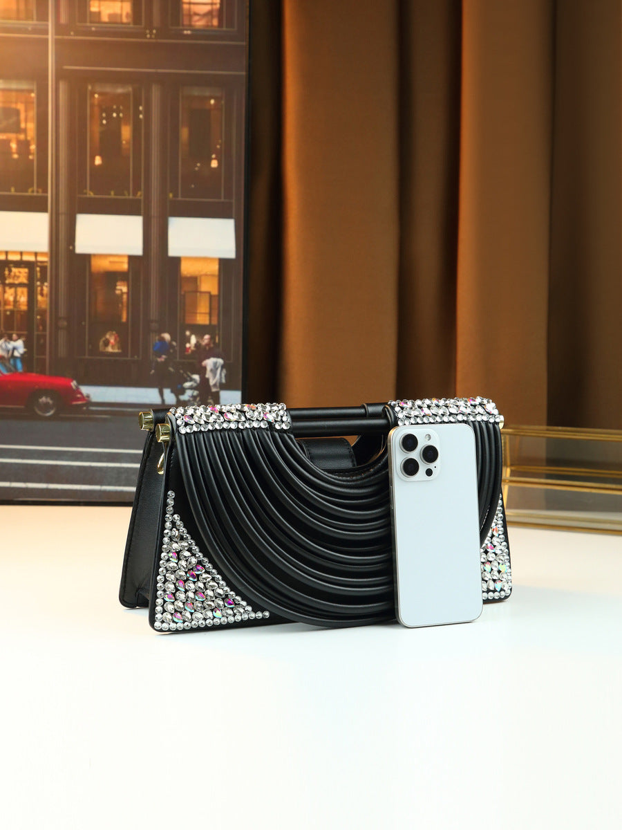 Women's Fall Winter Crystal Tweed-style Crossbody Bag for Travel and Sightseeing Everyday Casual Streetwear Premium Versatile Date Night Office