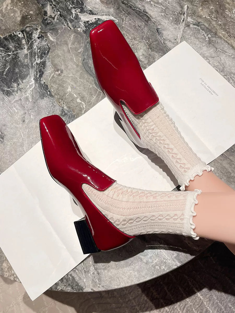 Leather Square Toe British-style Oxfords for Women