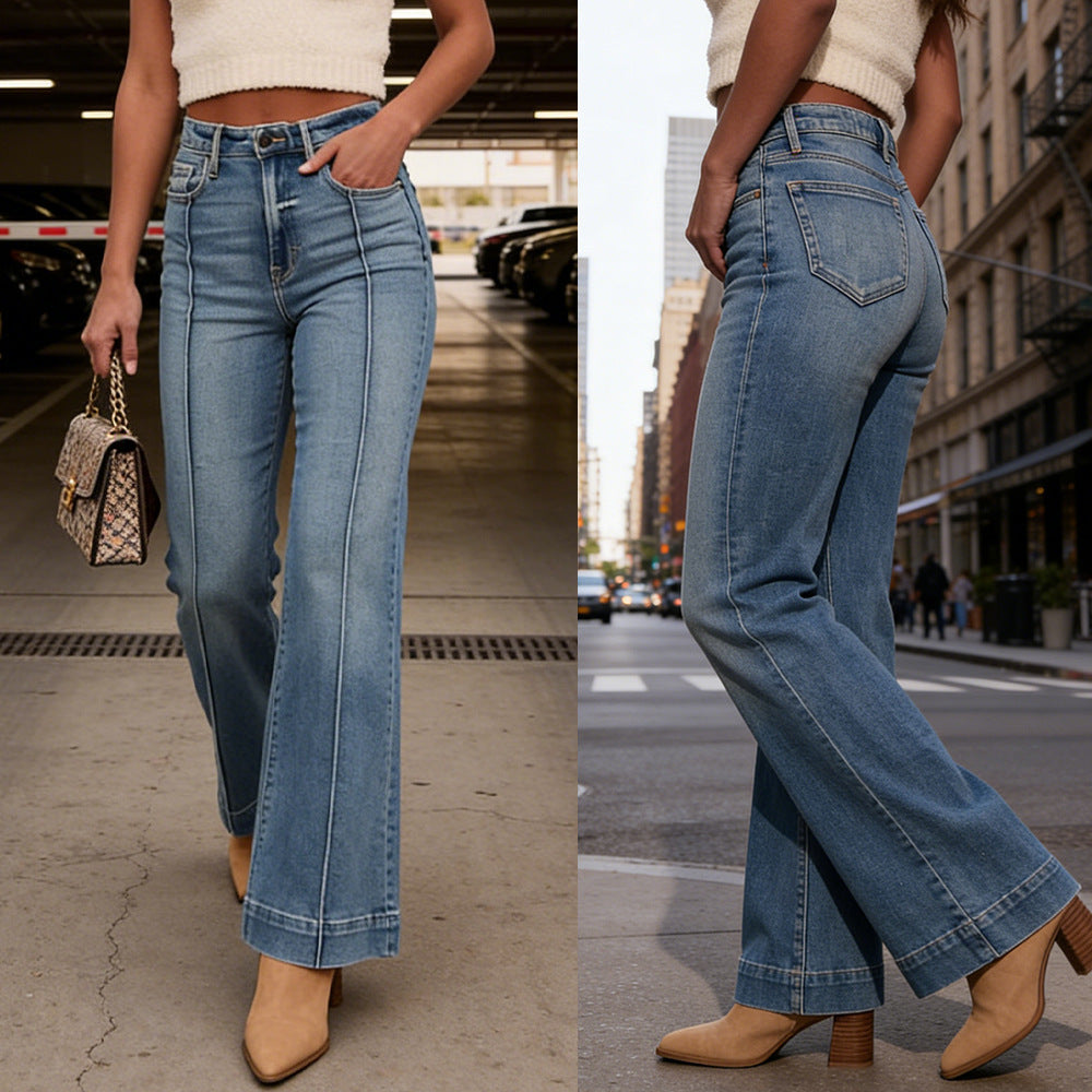 Women's Spring Summer Washed High-Waist Slim-Fit Retro Clothing Top Outfit Everyday Fashion