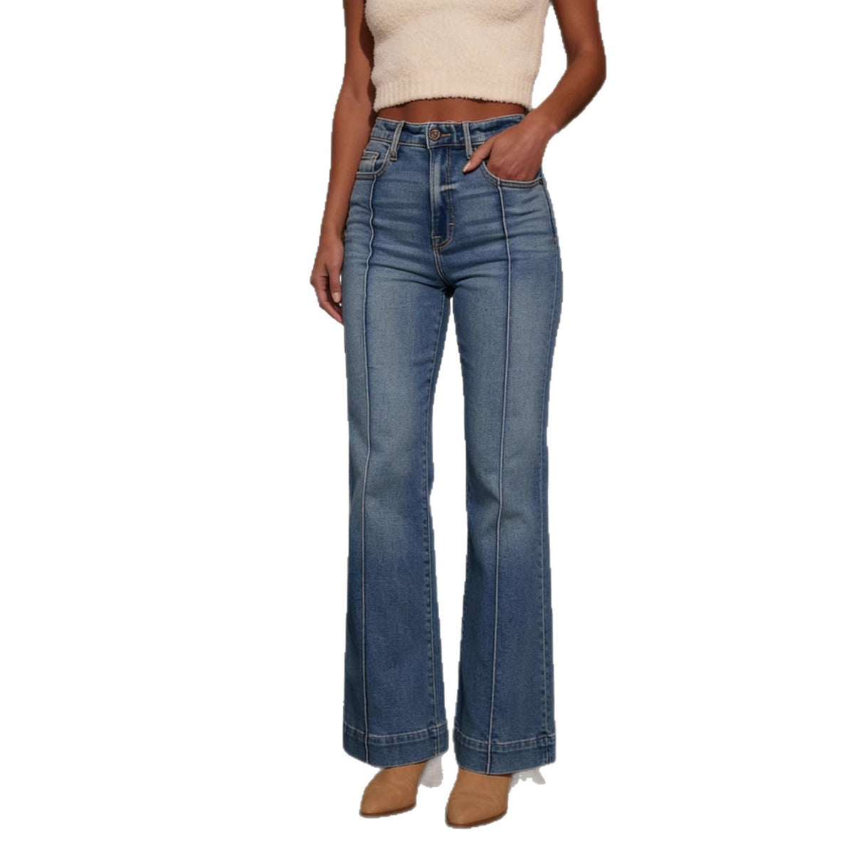 Women's Spring Summer Washed High-Waist Slim-Fit Retro Clothing Top Outfit Everyday Fashion