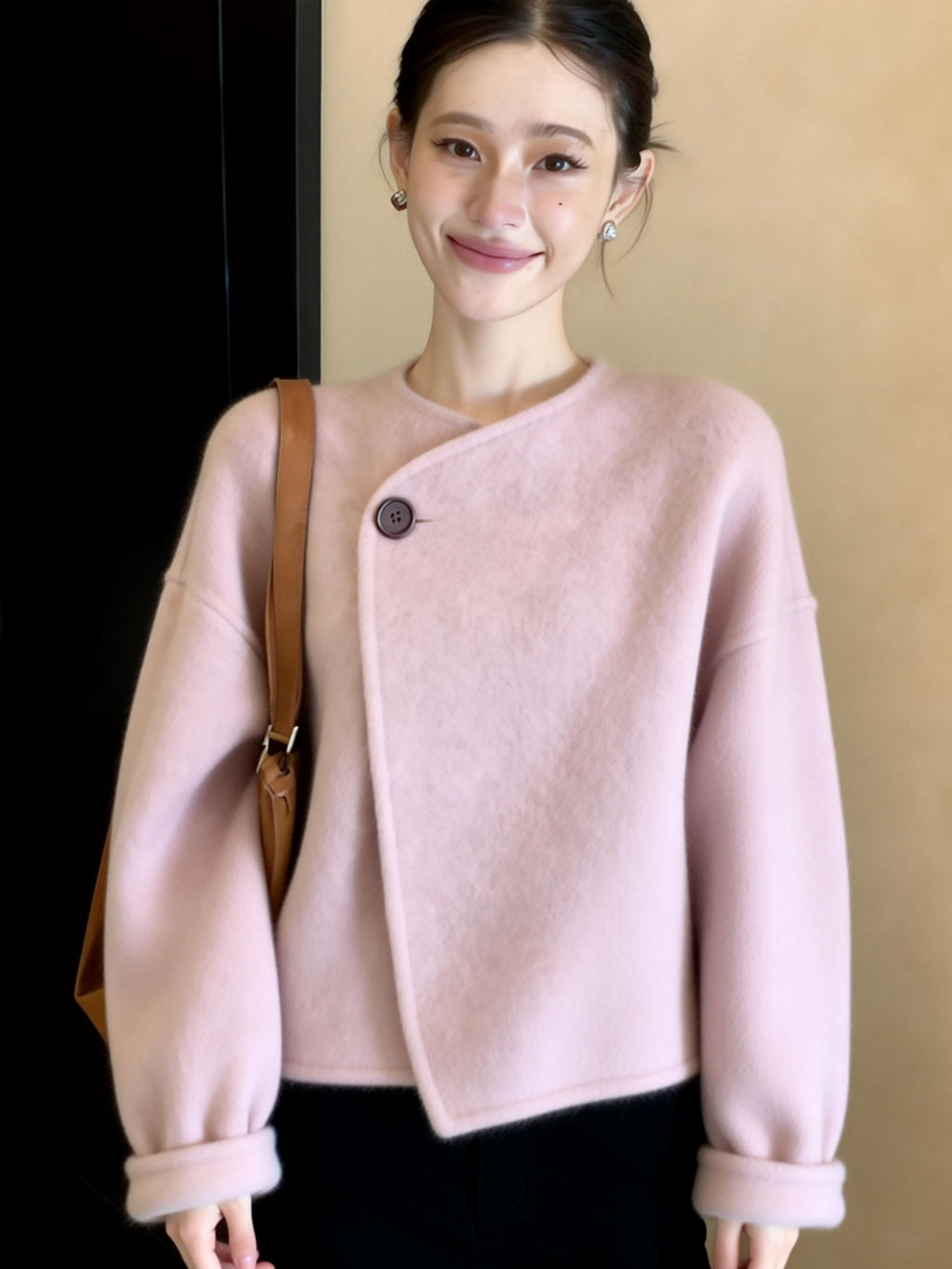 Women's Office Petite Oversized Slim-fit Cropped Korean-style Workwear Winter Coat for Fall Layering Travel Holiday Slimming Date Night Spring Fall