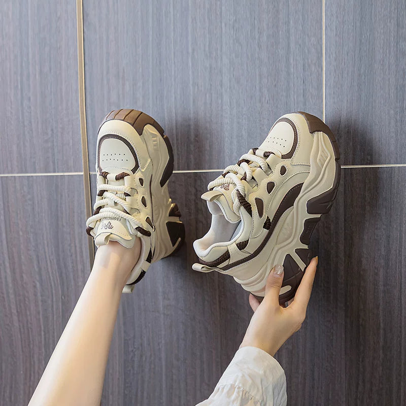 Chunky Sole British-style Dad Sneakers for Women