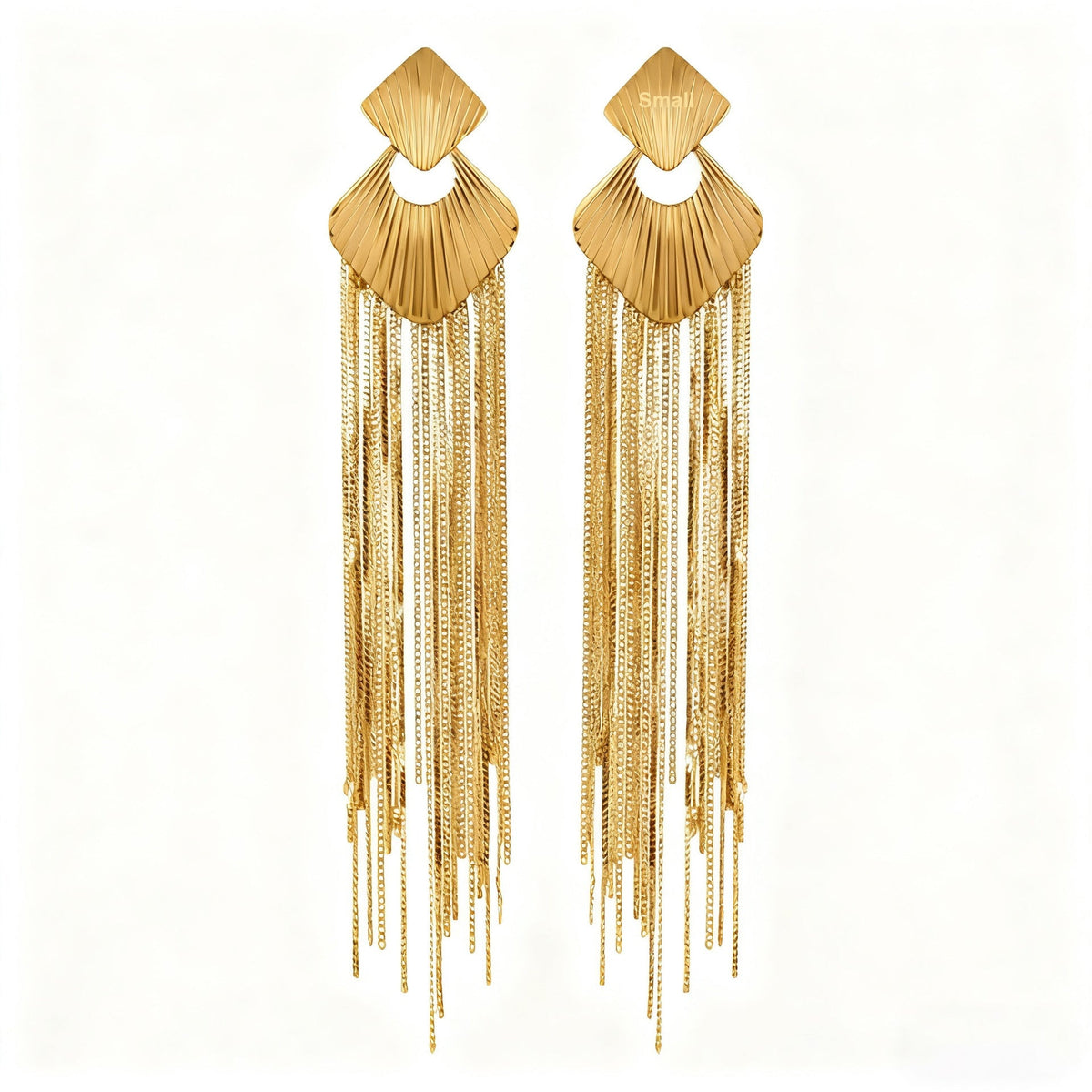 Gold tassel drop earrings by Yoshan