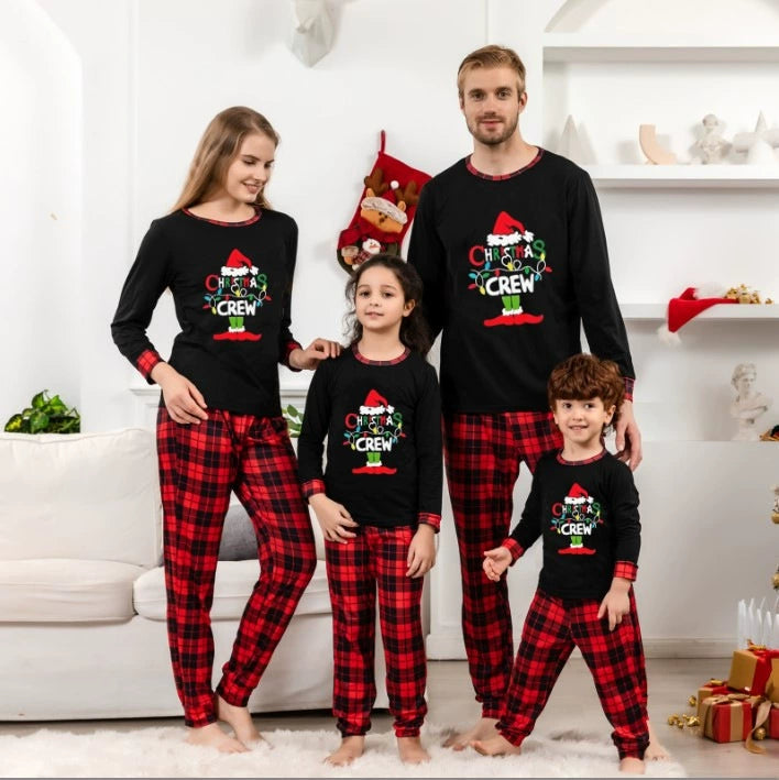 Cotton Family Christmas Pajama Set, Long Sleeve Matching Holiday Sleepwear for Mom Dad Kids and Baby