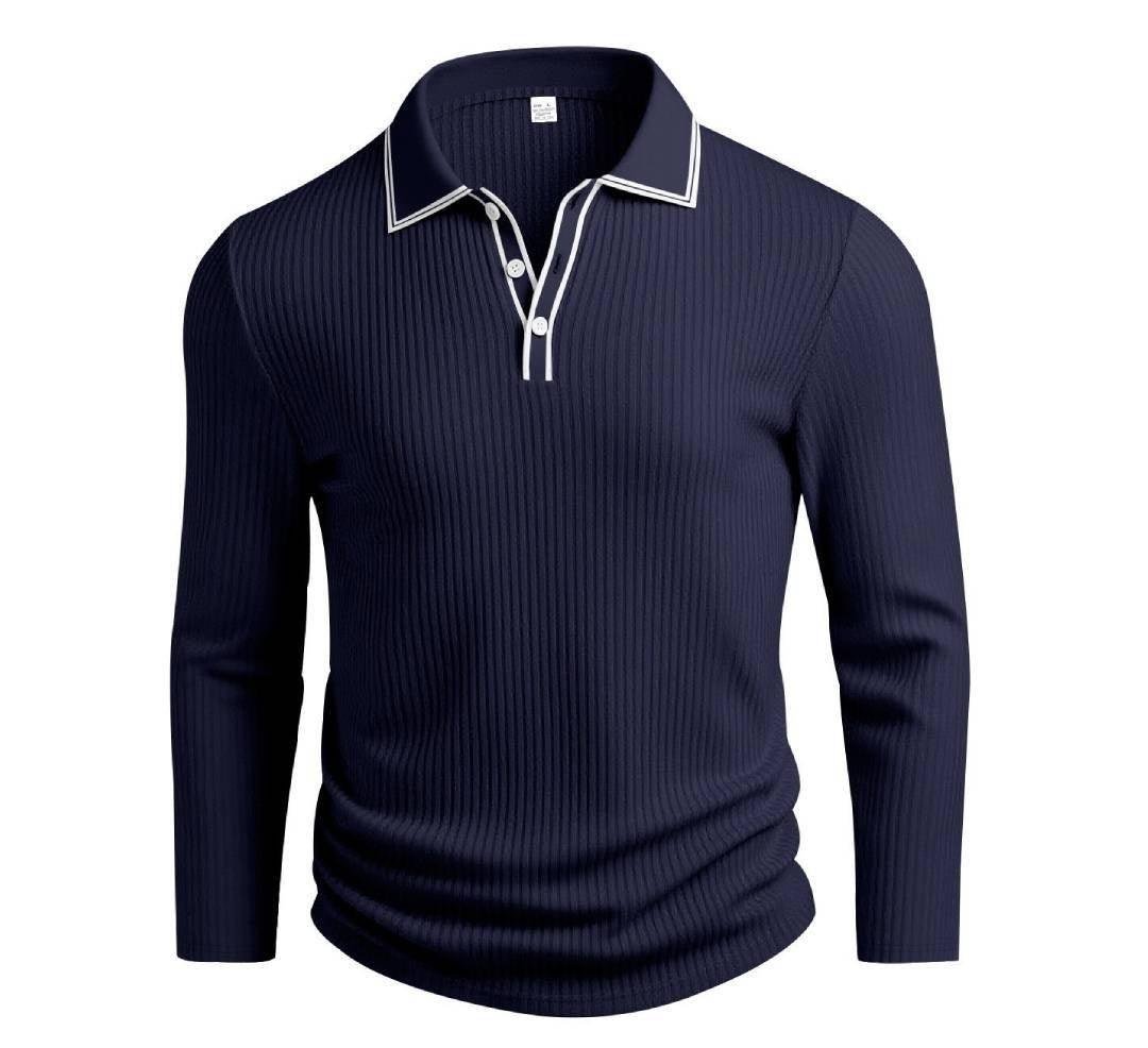 Men's Lapel Polo Breathable Oversized Long Sleeve Casual Top Fashion Blouse Shirt