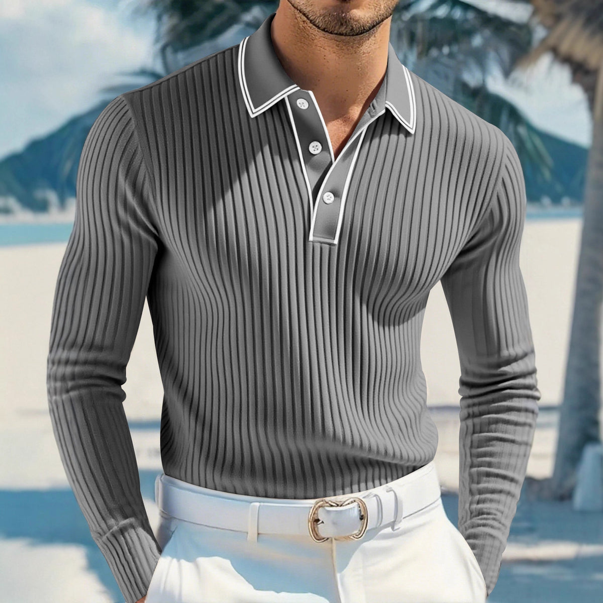 Men's Lapel Polo Breathable Oversized Long Sleeve Casual Top Fashion Blouse Shirt