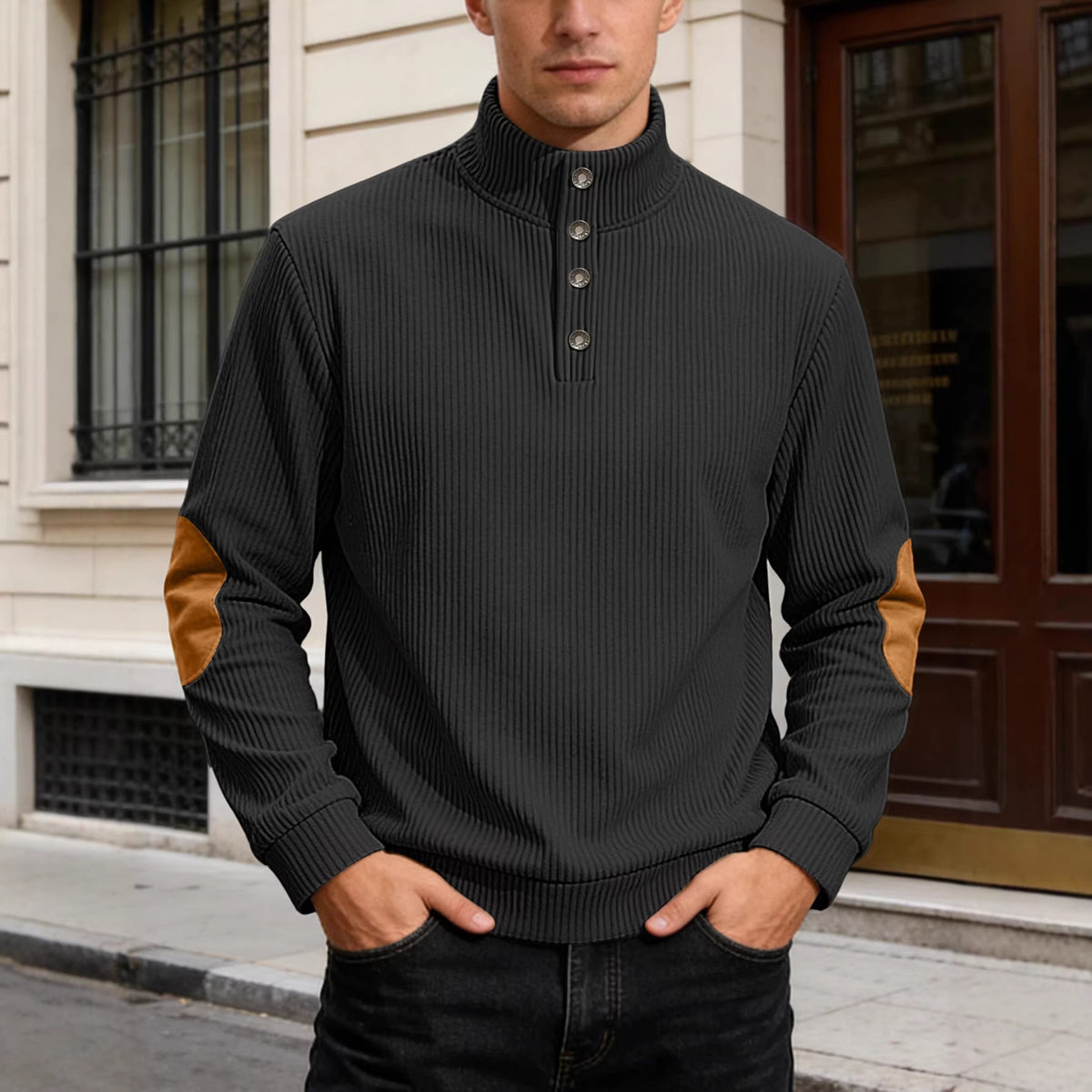 Men's Mandarin Collar Breathable Plus Size Oversized Long Sleeve Casual Hoodie Sweatshirt