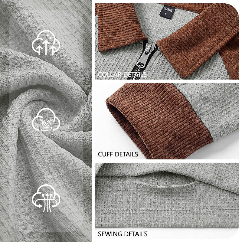 Men's Half-Zip Lapel Casual Hoodie Sweatshirt Pullover Travel Weekend Everyday Fall Winter