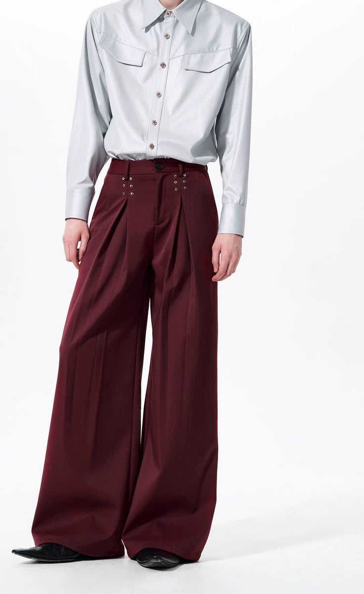 Men's Pleated Draped A-line Oversized Wide-leg Pants for Office Outfits Business Casual Work Premium Travel Comfort Weekend