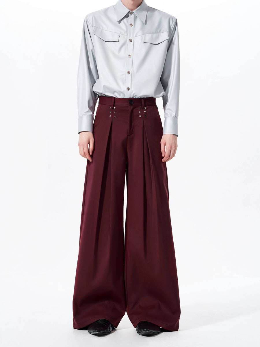 Men's Pleated Draped A-line Oversized Wide-leg Pants for Office Outfits Business Casual Work Premium Travel Comfort Weekend