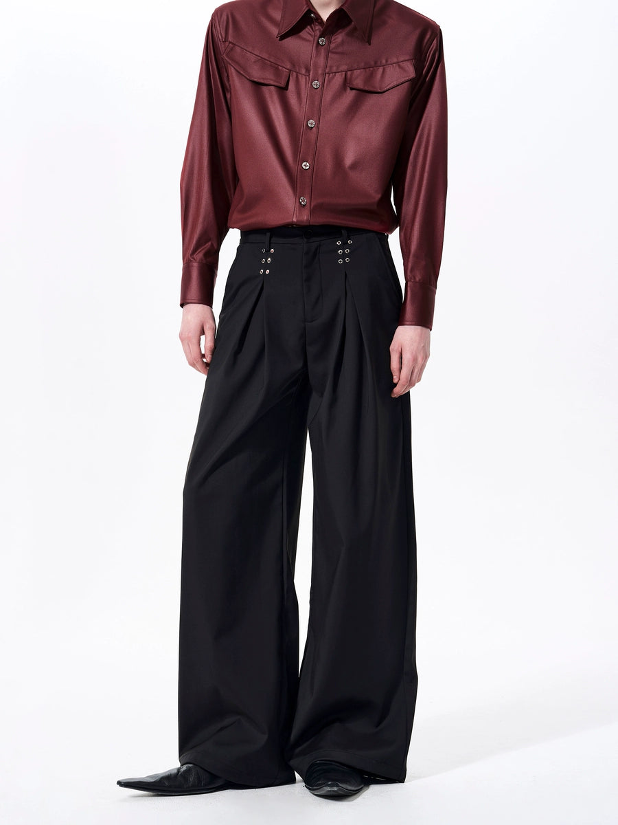 Men's Pleated Draped A-line Oversized Wide-leg Pants for Office Outfits Business Casual Work Premium Travel Comfort Weekend