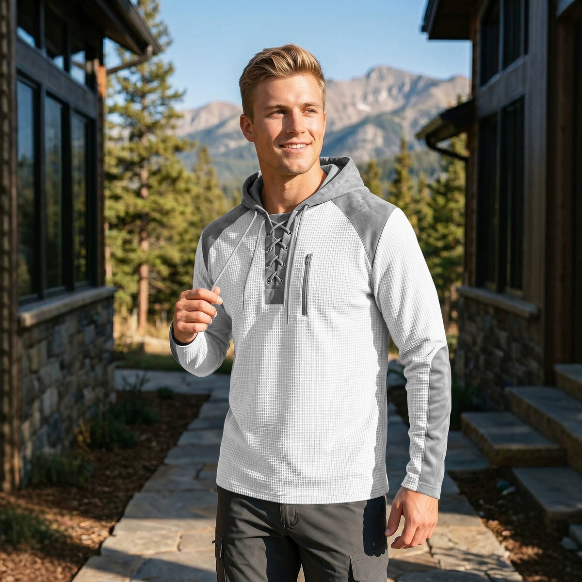 Men's Color-Block Casual Hoodie Sweatshirt Pullover Travel Weekend Everyday Fall Winter