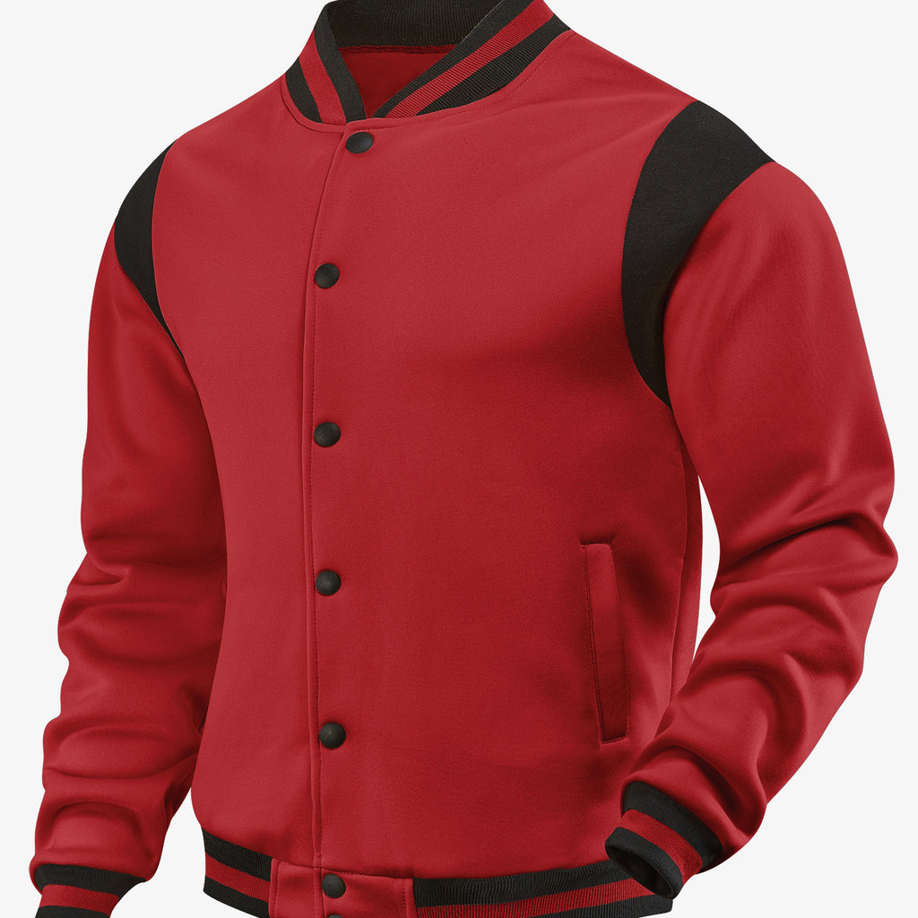 Men's Fall Winter Mandarin Collar Color-Block Casual Bomber Jacket Outerwear Travel