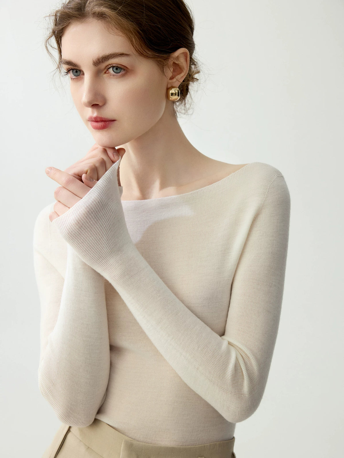 Women's Wool Slim-Fit Sweater Knit Pullover Top for Fall Winter Spring Travel Office Everyday Date Night