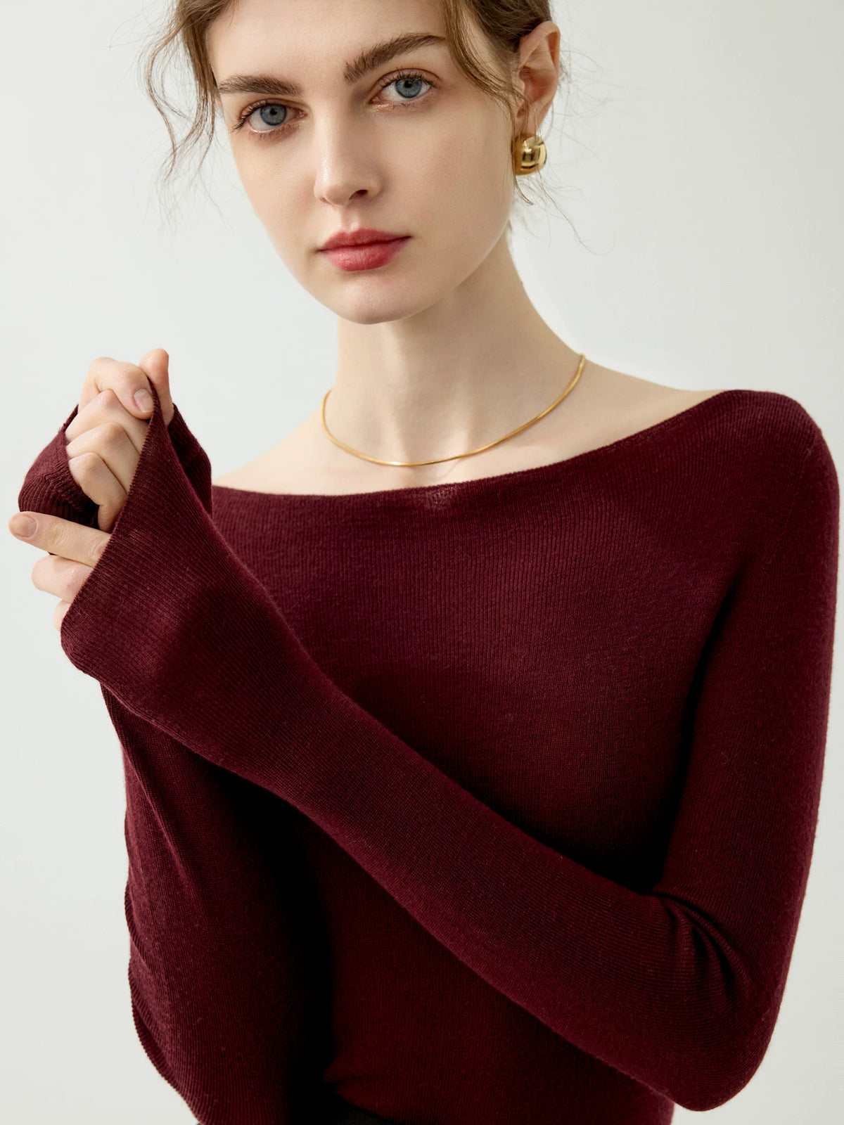 Women's Wool Slim-Fit Sweater Knit Pullover Top for Fall Winter Spring Travel Office Everyday Date Night
