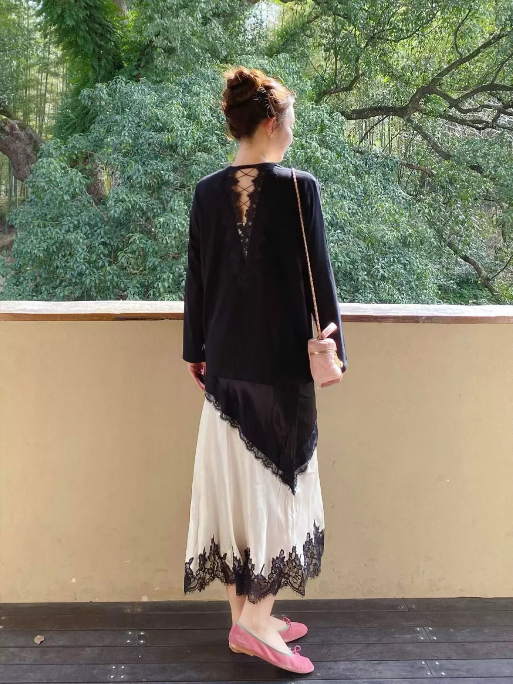 Women's Lace Open-Back High-Waist Cutout Korean-Style Skirt for Summer Outfits Office Weekend Everyday Date Night