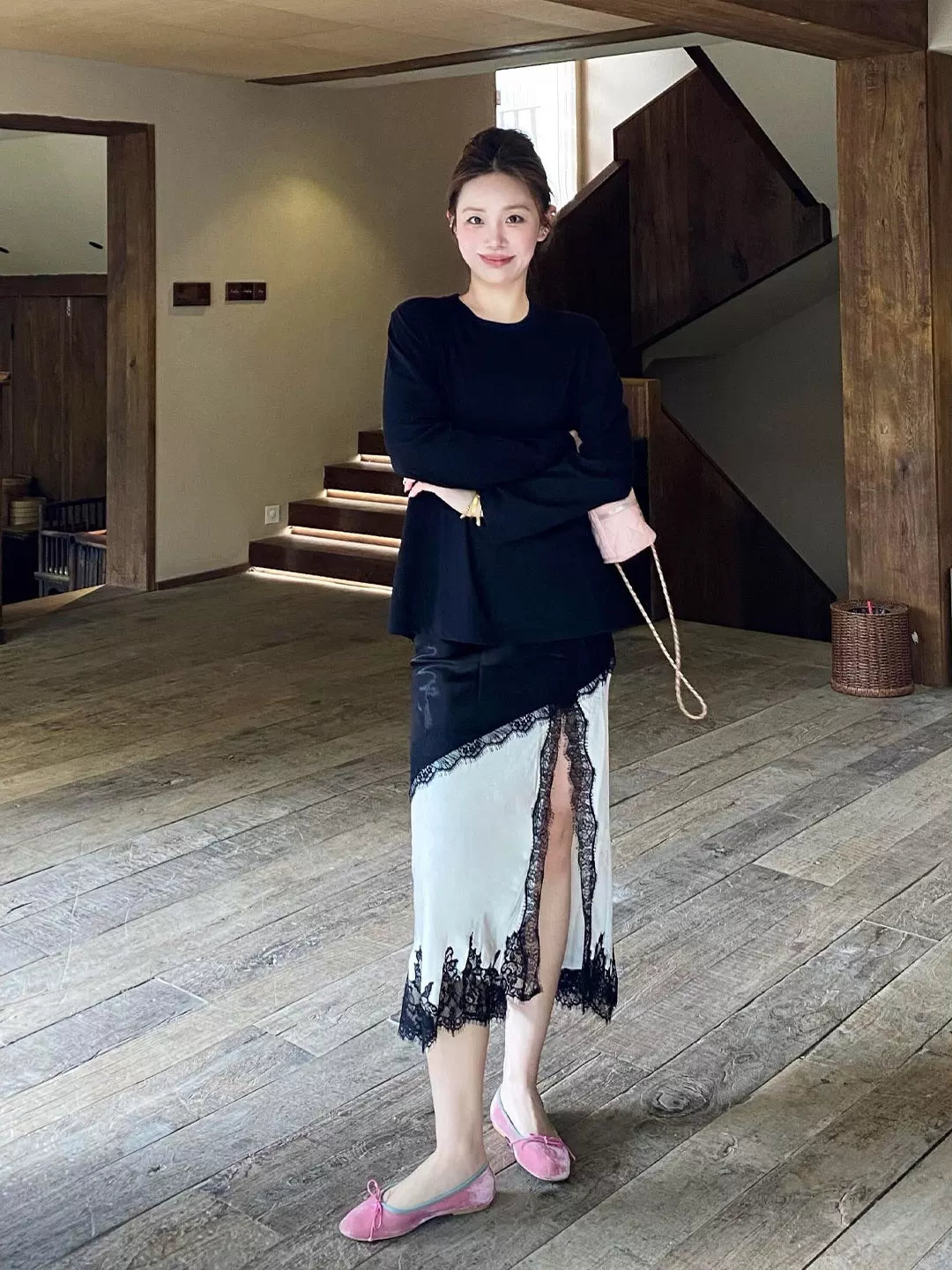Women's Lace Open-Back High-Waist Cutout Korean-Style Skirt for Summer Outfits Office Weekend Everyday Date Night