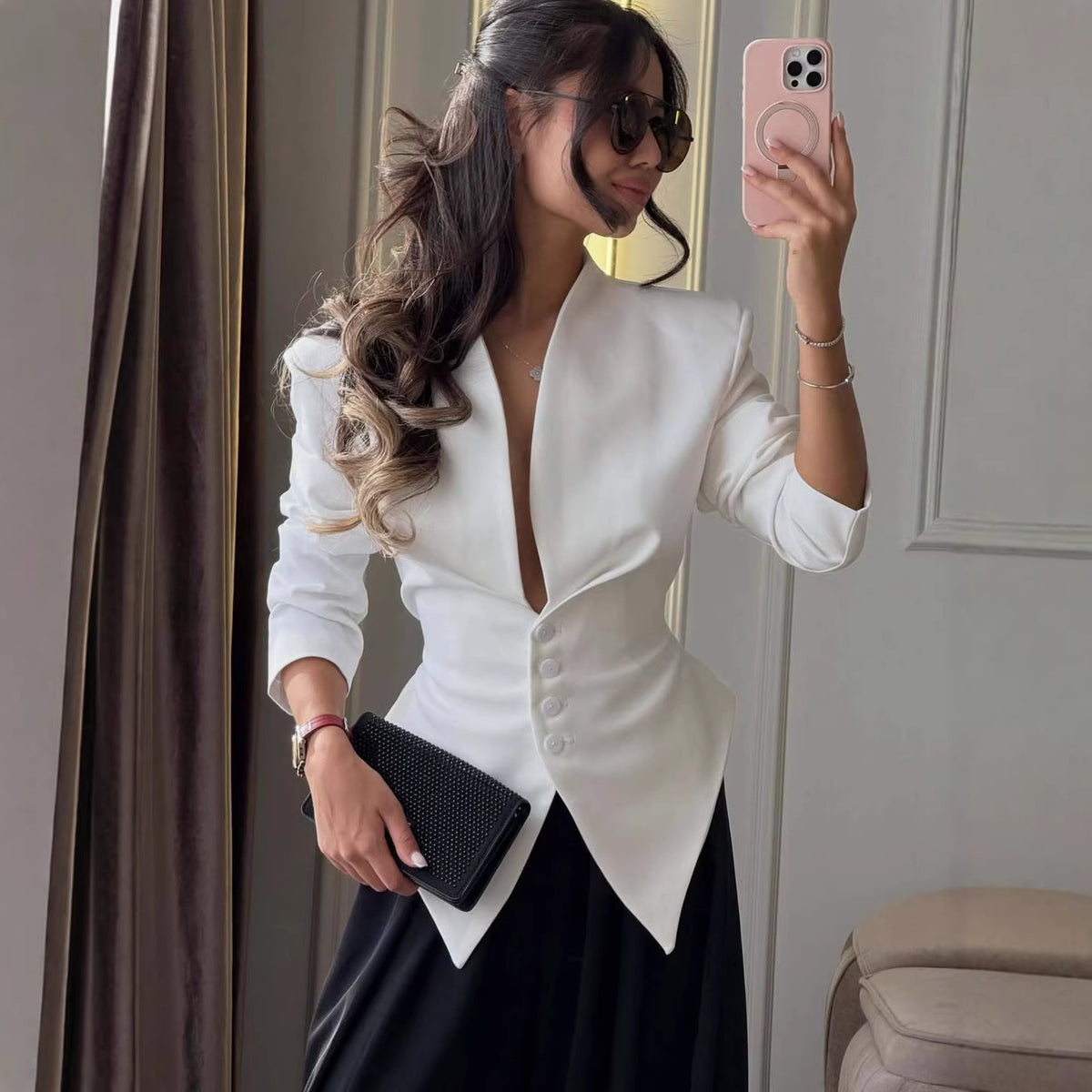 Women's Slimming Long Sleeve Elegant Blazer Workwear Jacket