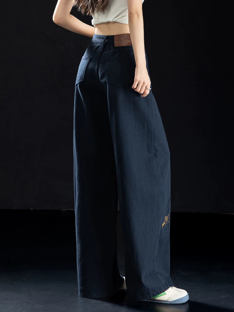 Women's Embroidered Oversized Wide-Leg Jeans for Casual Outfits Everyday Office Weekend Date Night