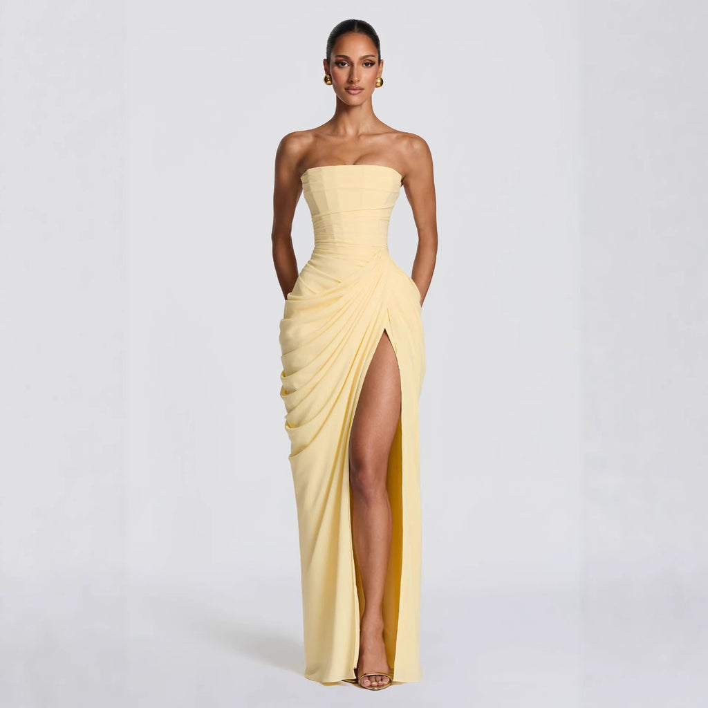 Women's Slit Asymmetric French-Inspired Dress Party Evening Outfit Day for Office Wedding Guest Date Night Business Casual Summer Travel