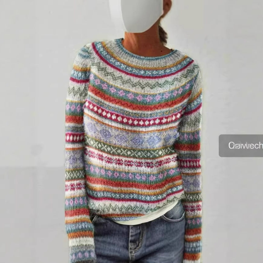 Women's Oversized Color-Block Sweater Knit Pullover Top Office Everyday Fall Winter