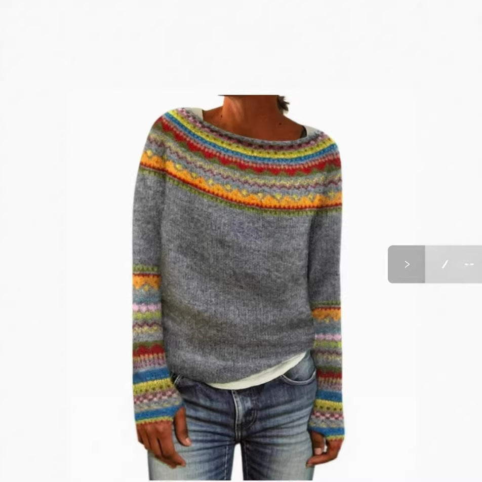 Women's Oversized Color-Block Sweater Knit Pullover Top Office Everyday Fall Winter