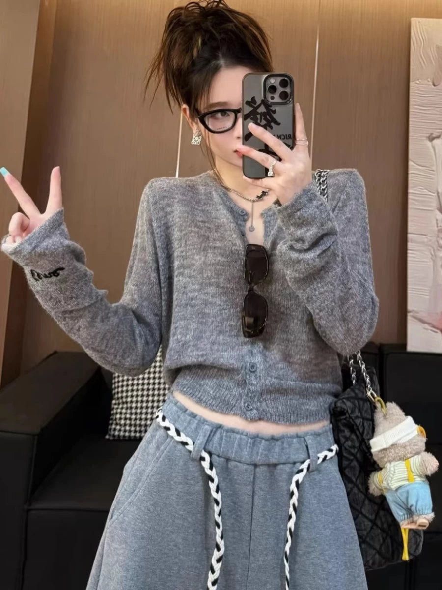 Women's Summer Knit Slim-Fit Embroidered Hoodie Cardigan Open-Front Sweatshirt Jacket for Office Outfits Fall Spring Travel Everyday Date Night
