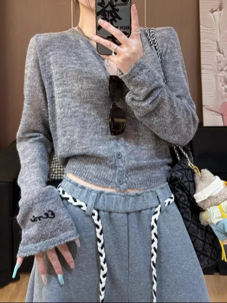 Women's Summer Knit Slim-Fit Embroidered Hoodie Cardigan Open-Front Sweatshirt Jacket for Office Outfits Fall Spring Travel Everyday Date Night