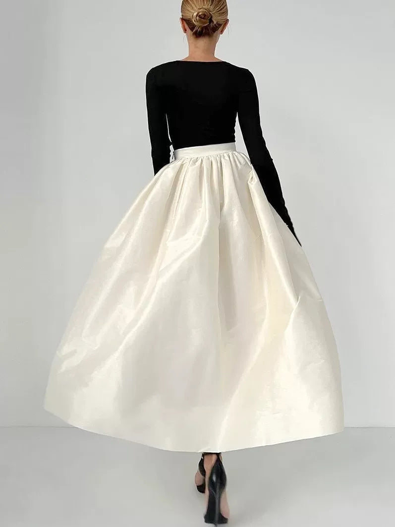 Women's Satin Flare A-line Oversized Elegant High-waist Casual Midi Skirt Everyday Fashion Style for Women