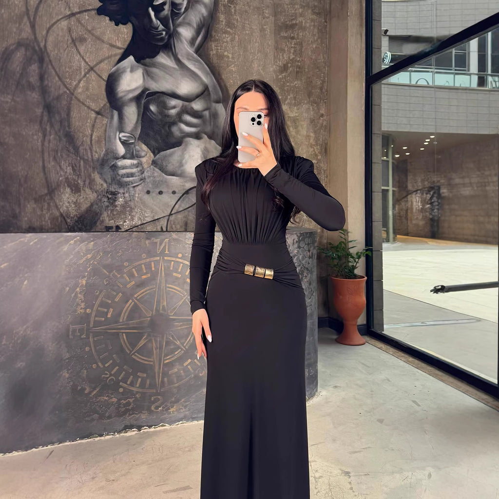 Women's Fall Winter Bodycon Long Sleeve Evening Dress Formal Midi Dress Gown Party