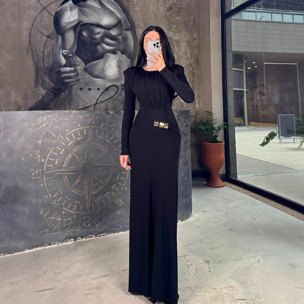 Women's Fall Winter Bodycon Long Sleeve Evening Dress Formal Midi Dress Gown Party